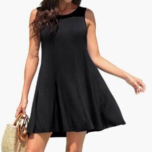 WEACZZY Sleeveless Swing Dress Black Scoop Neck 3XL